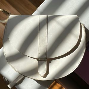 Clare V White Leather Cross-body Bag (Gold Hardware)